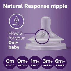 Avent Natural New Response Teats 1M+ 3 Drop
