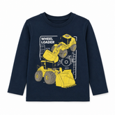 Blue Round Neck Excavator T-Shirt