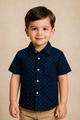 Blue Polka Dots Half Sleeves Shirt