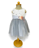 Grey Floral Partywear Frock