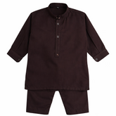 Baby Boy Chocolate Brown Wash-N-Wear Kurta Trouser Set