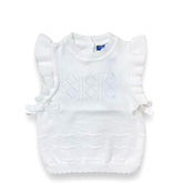 Sleeveless Sweater with Bow in White