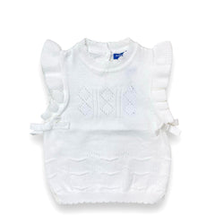 Sleeveless Sweater with Bow in White