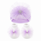 Purple Turban Cap & Socks Set