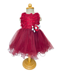 Baby Girl Maroon Floral Frock
