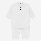 Boys White Kurta Trouser Set – Self Lining Wash & Wear Fabric