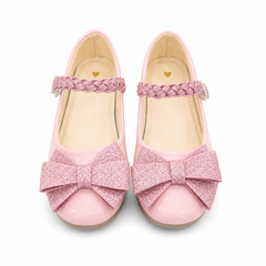 Baby Girl Pink Shimmer Pumps with Bow