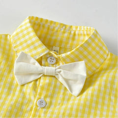 Boy 4 PC Formal Party Wear Suit-Yellow