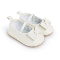 White Shimmer Bow Pumps