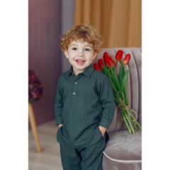Baby Boy Green Wash-N-Wear Kurta Trouser Set