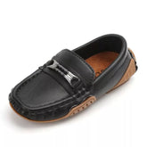 Boys Metal Decor Black Loafers
