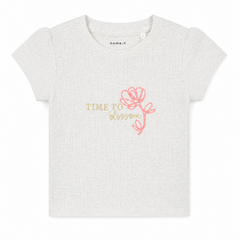 Baby Girl Ribbed T-Shirt – “Time to Blossom” Floral Print Top