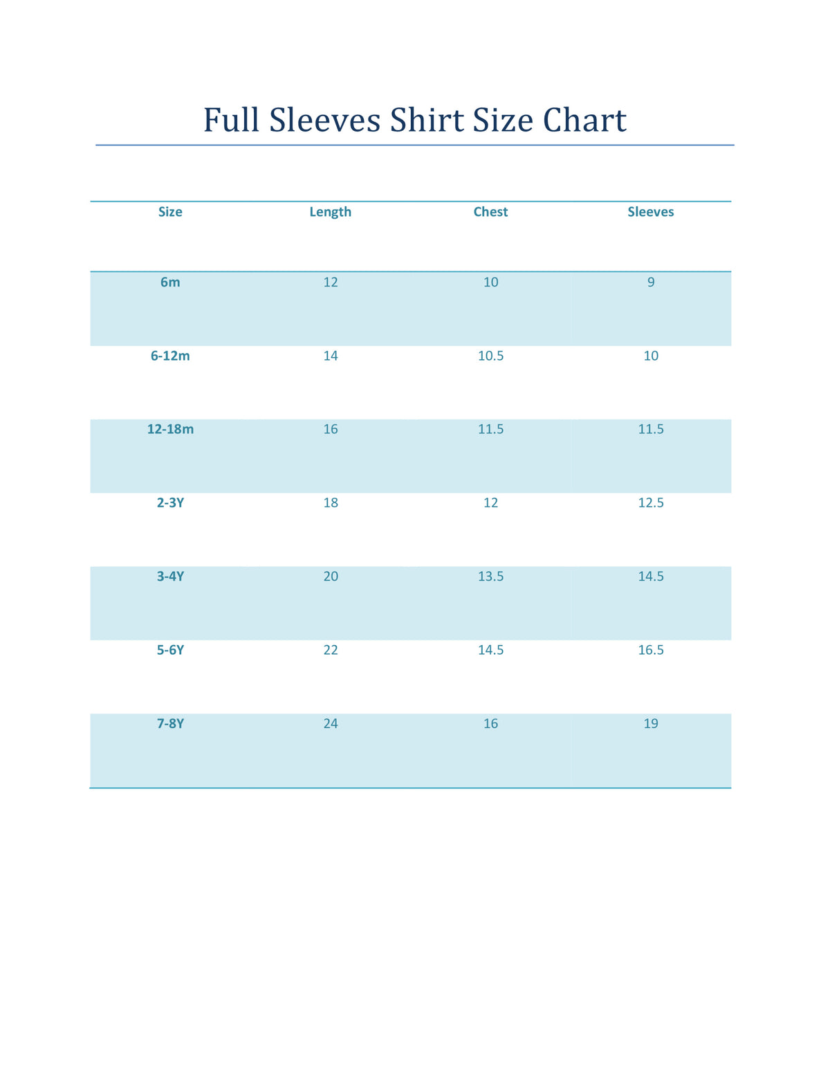 Size chart