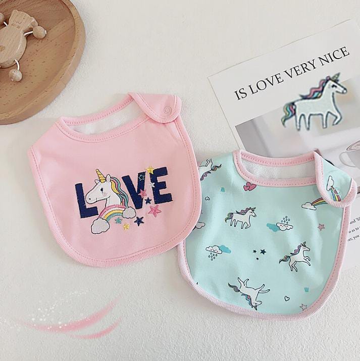 2PC Unicorn Girl Bib Set