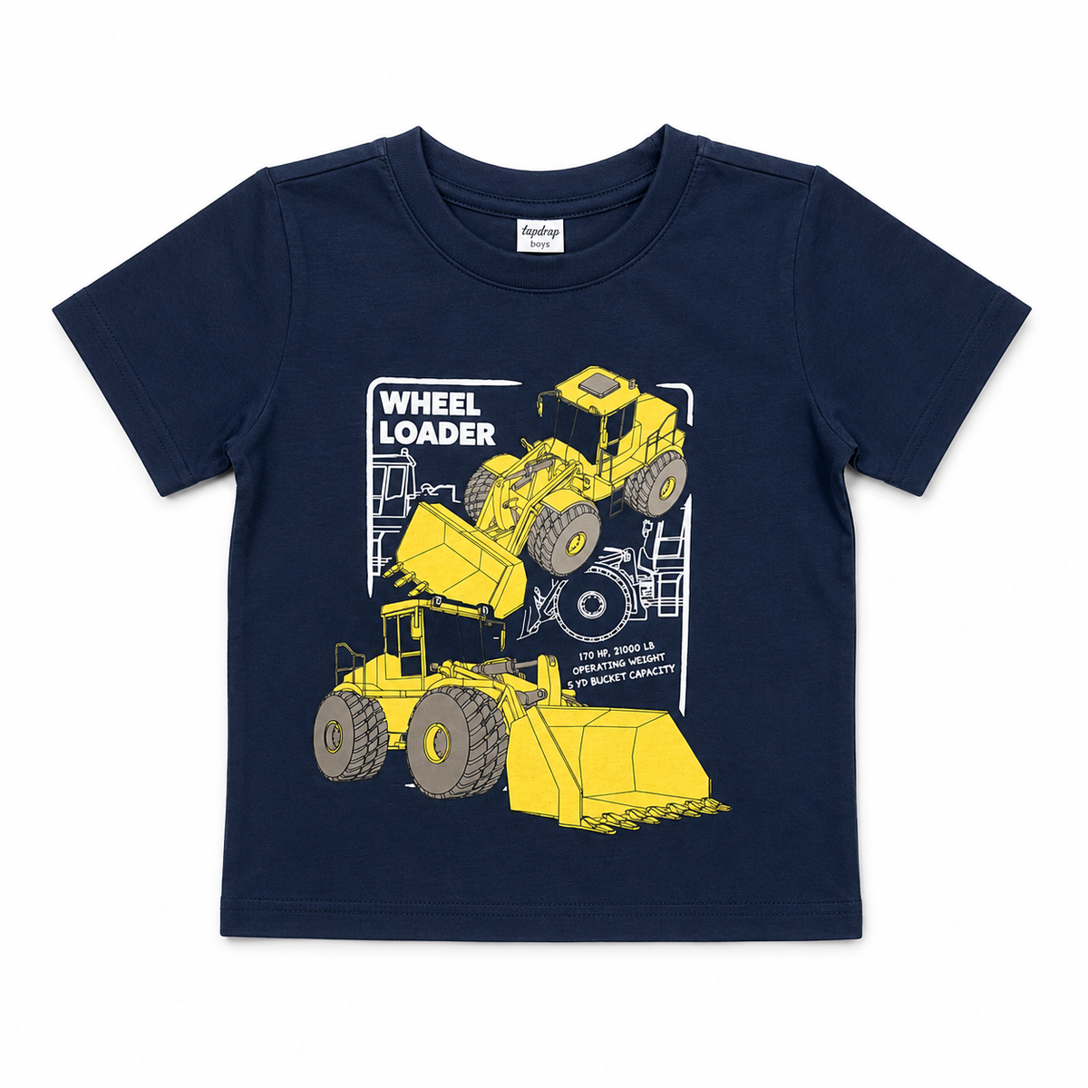 Blue Round Neck Excavator T-Shirt