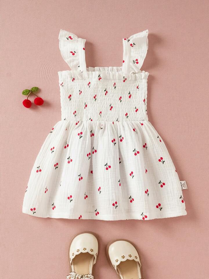 White Cotton Cherry Frock