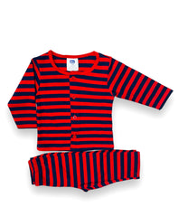 2PC Pajama Suit in Red Stripes