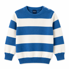 Boys Blue Stripes Sweat T-Shirt