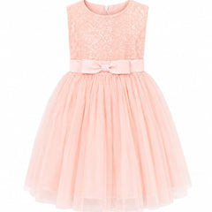 Peach Sequence Partywear Frock