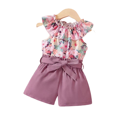 Baby Girl Printed Floral Suit-Tea Pink