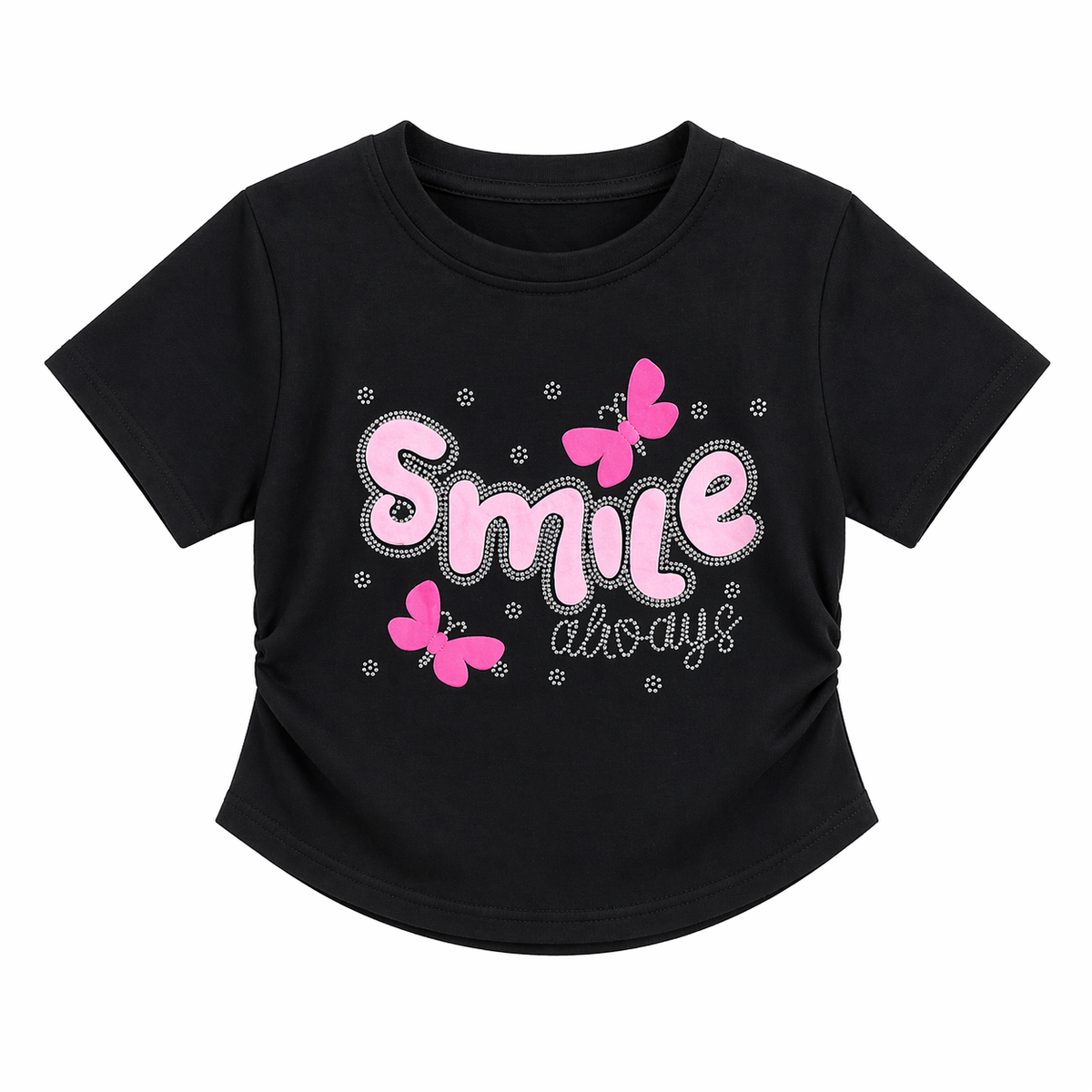 Baby Girl Black Summer T-Shirt – Sparkling Silver Stone Accent