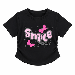 Baby Girl Black Summer T-Shirt – Sparkling Silver Stone Accent
