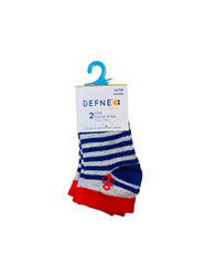 2 Pair Trainer Liners Socks Set in Blue Stipe