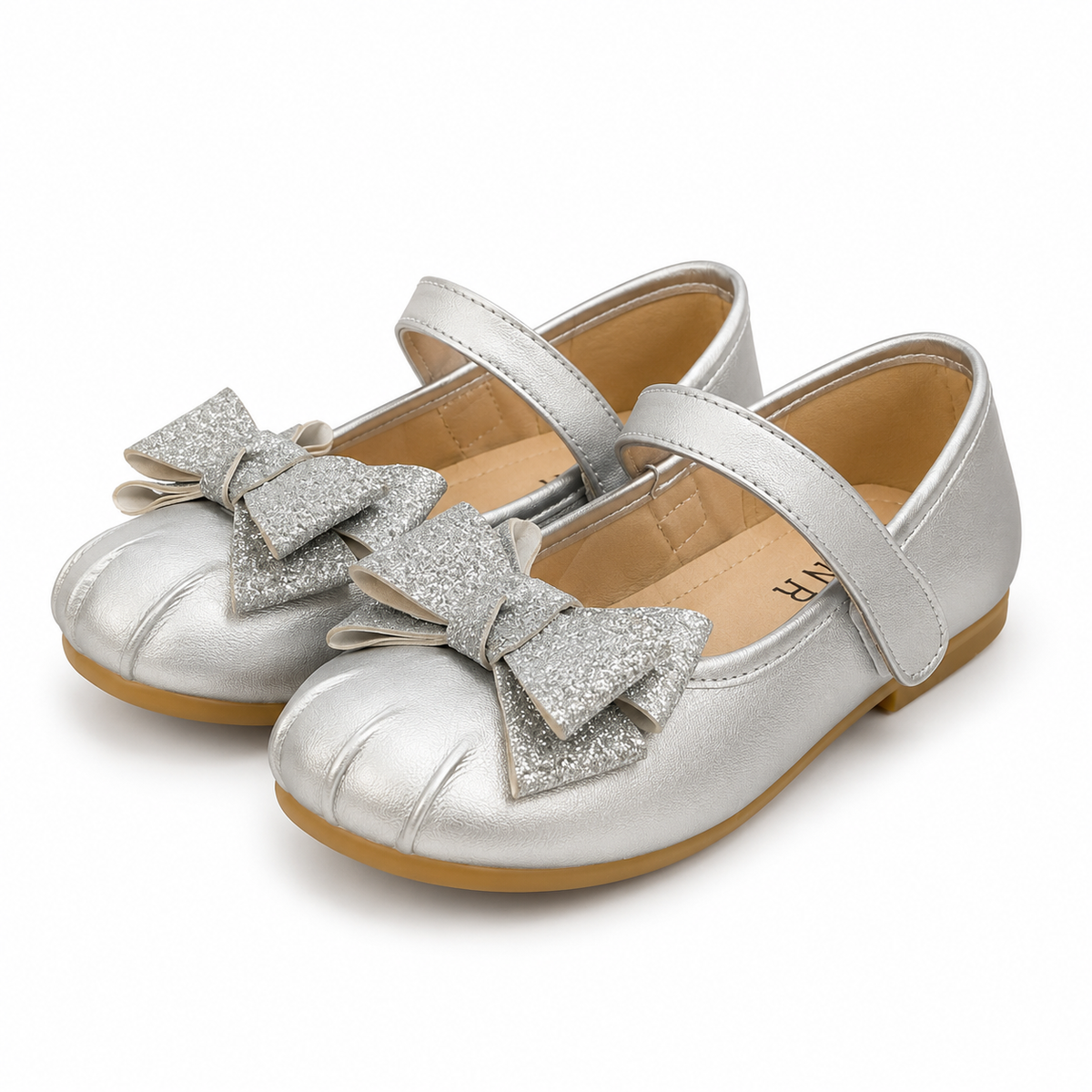 Silver Pumps Baby Girl Silver Glitter Pumps with Bow