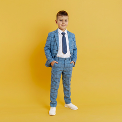 5PC Blue Checkered Pant Coat