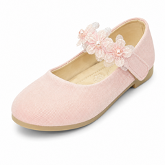 Baby Girl Pink Party Pumps with Flowers