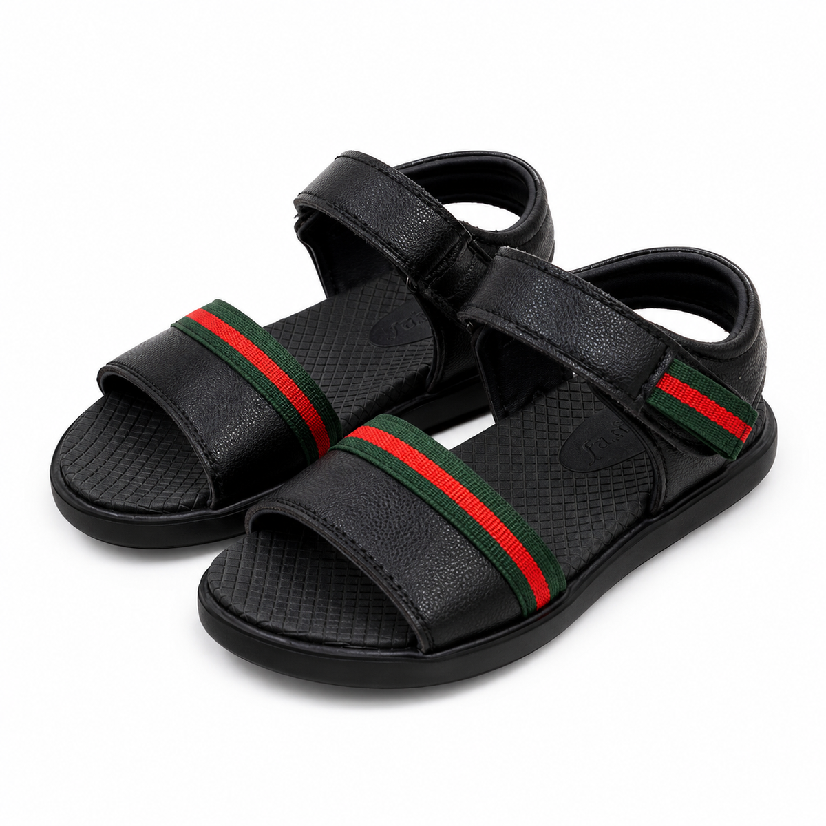 Black Sandal With Red Stripes