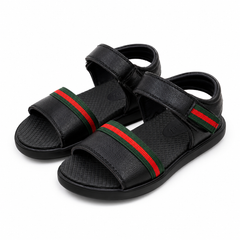Black Sandal With Red Stripes