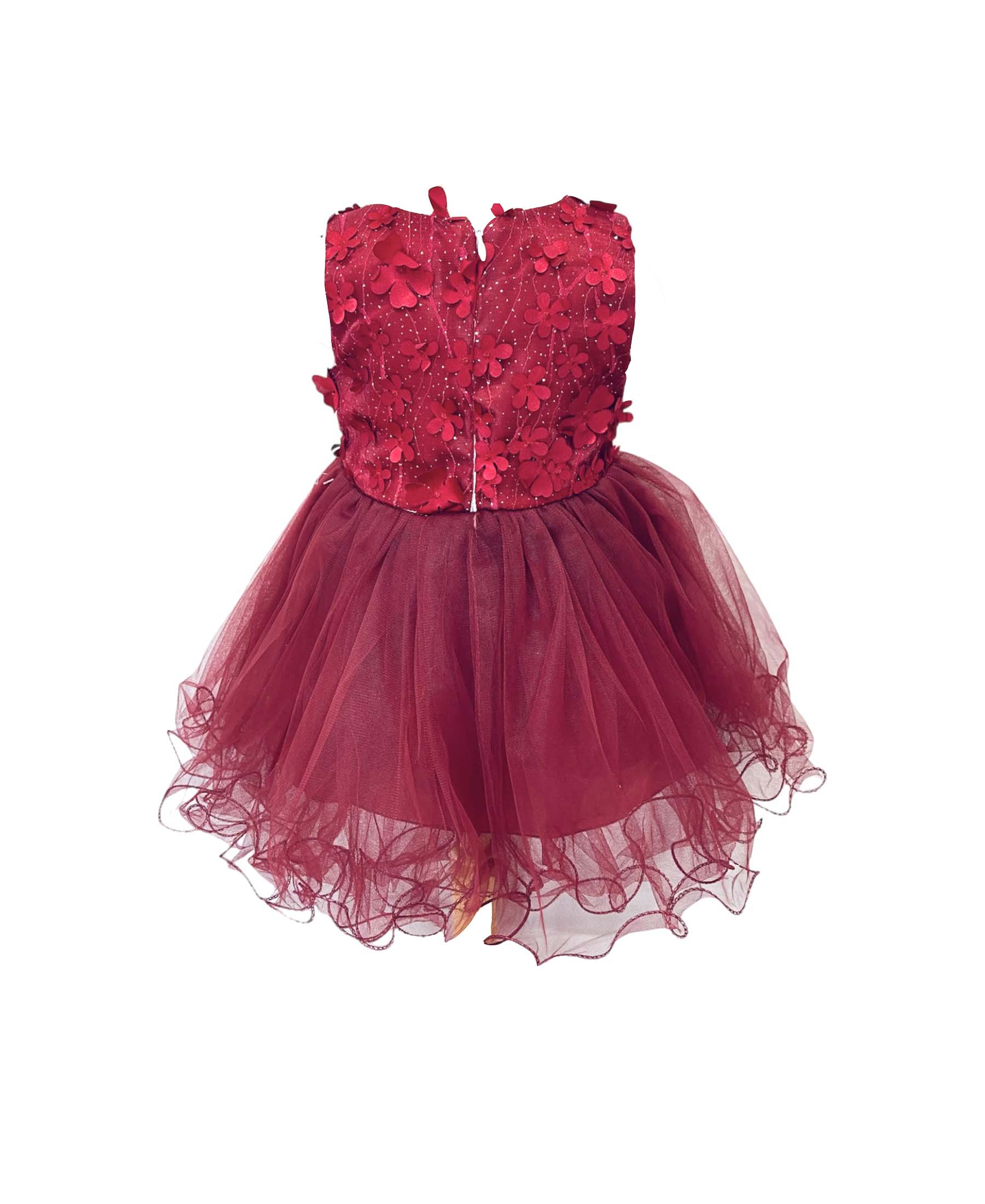 Baby Girl Maroon Floral Frock