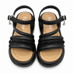 Baby Girl Black Strap Sandals