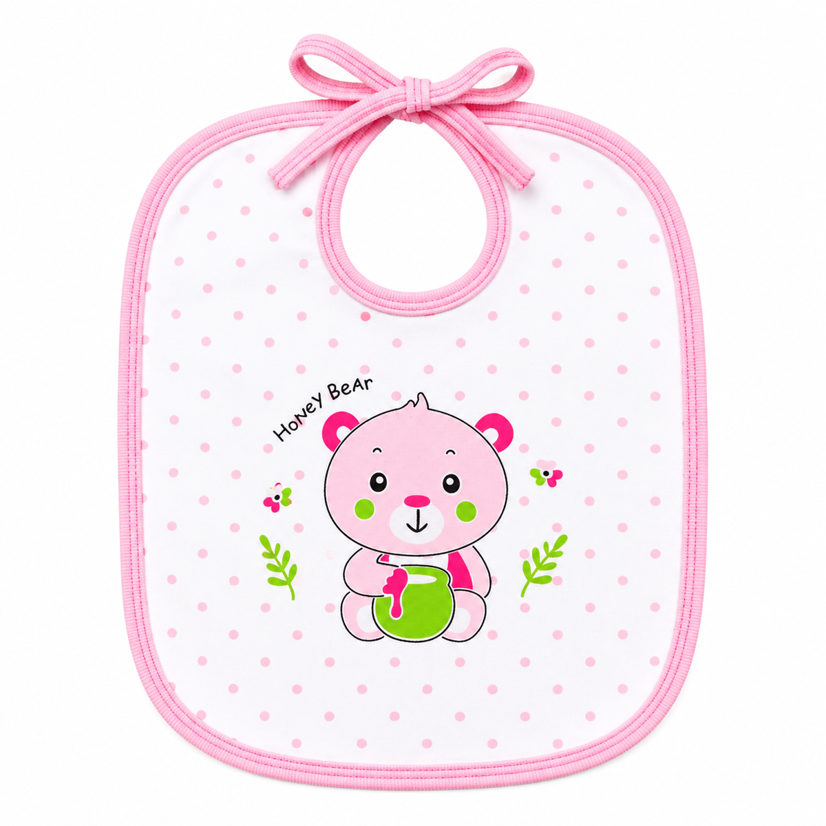 Pink Honey Bear Plastic Bib