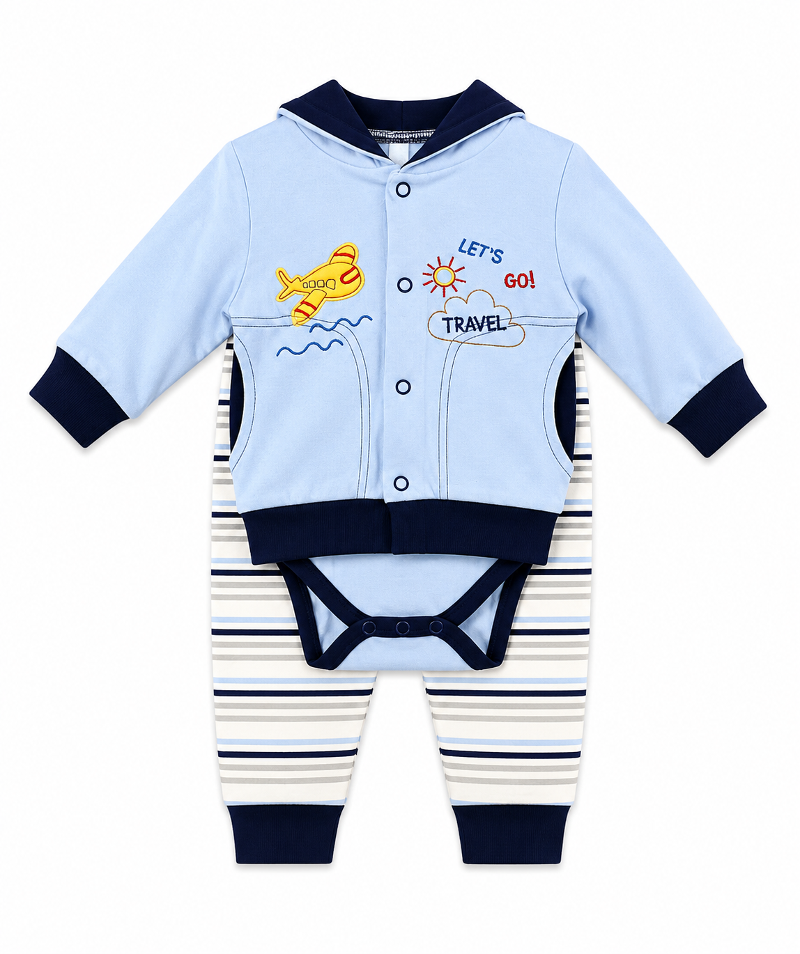 Infants Baby Boy 3PC Travel Suit Set
