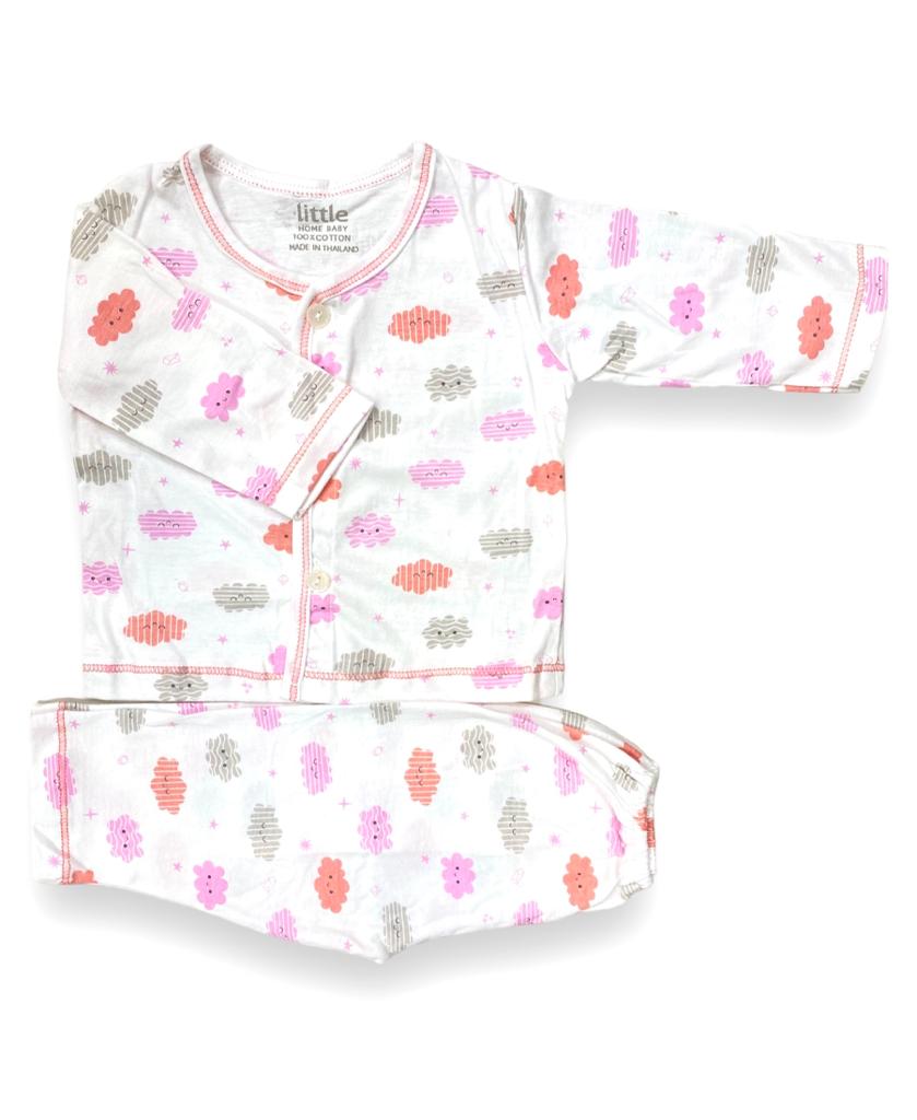 Pink Cloud Newborn Pajama Suit / Night Suit