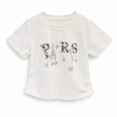 Baby Girl Off-White Summer T-Shirt with Sparkling Silver Stones
