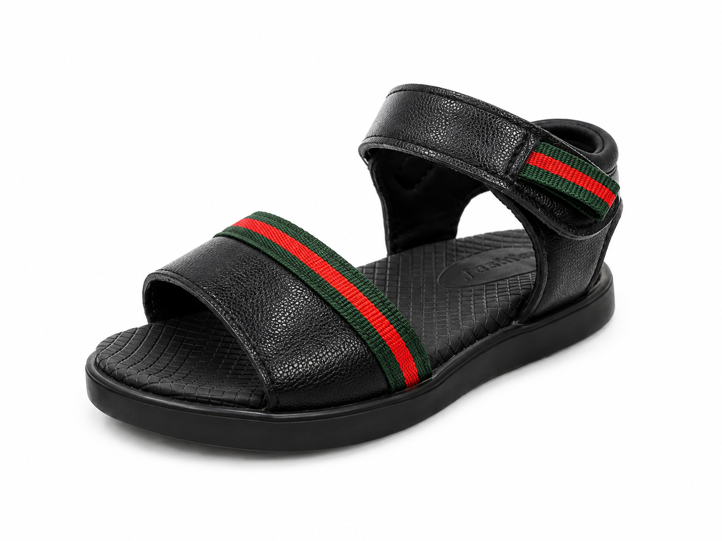 Black Sandal With Red Stripes