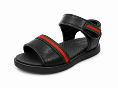 Black Sandal With Red Stripes
