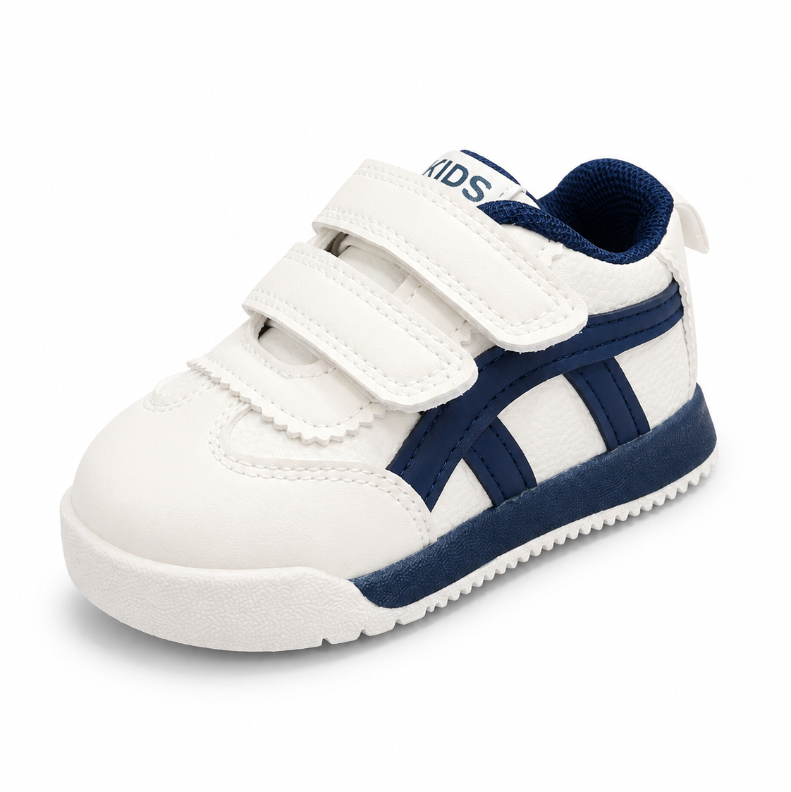 Baby Boy White Casual Joggers with Blue Detail