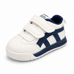 Baby Boy White Casual Joggers with Blue Detail