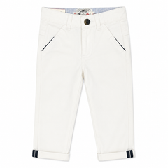 Baby Boy White Cotton Pant with Adjustable Waist