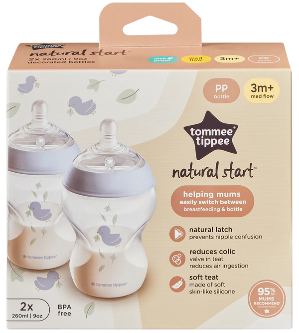 260ML Natural Start Decor PP Bottle with M Teat Pack Of 2 - 423915