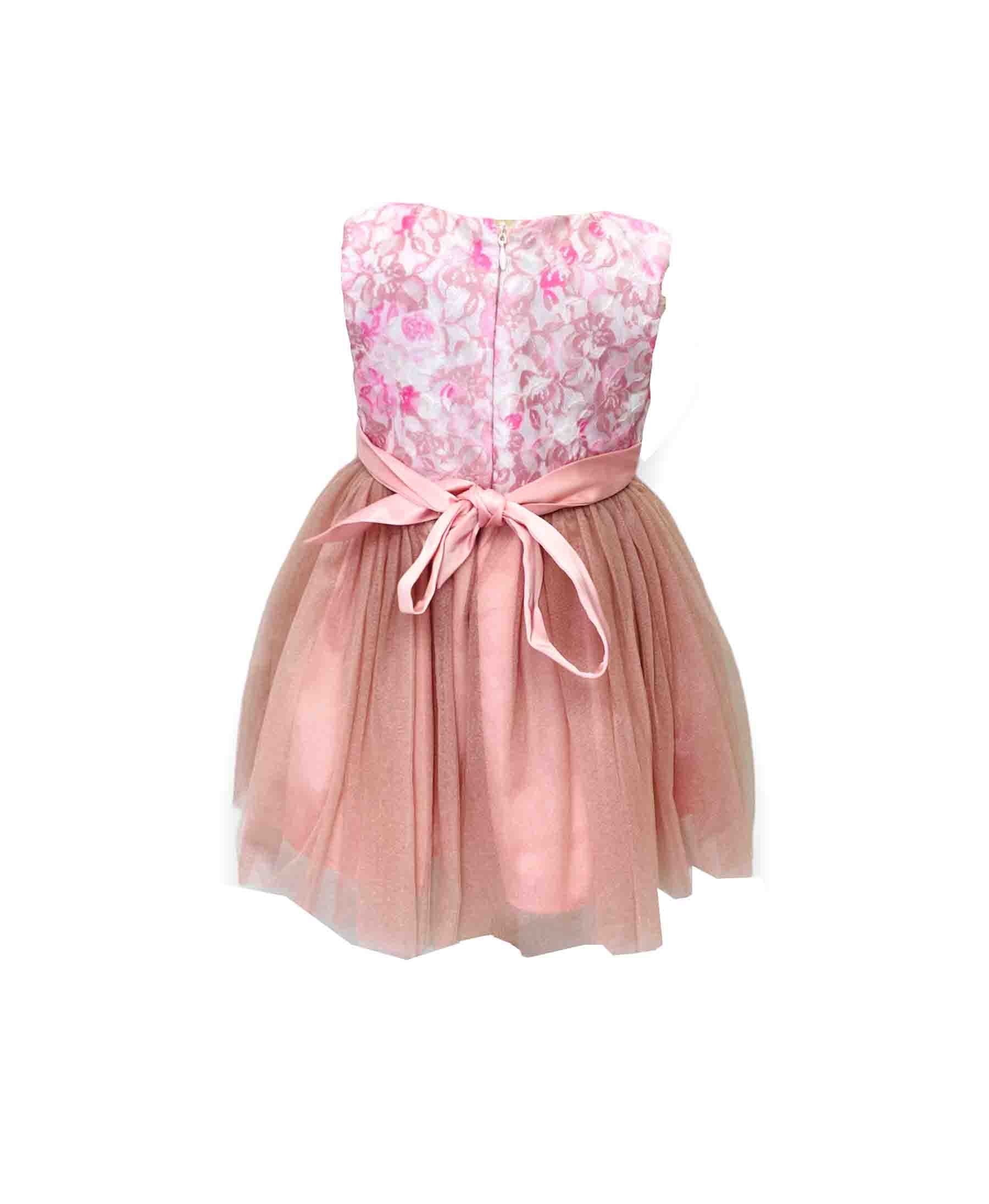Pink Floral Partywear Frock