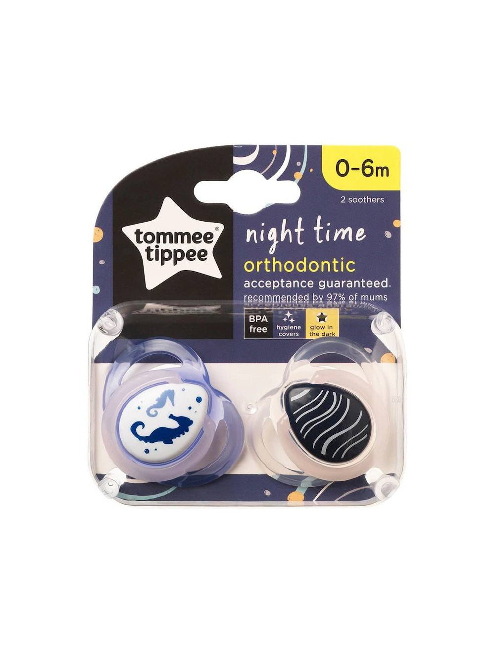 Tommee Tippee Night Time Soother 0-6M (Pack Of 2)