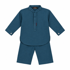 Baby Boy Steel Blue Boski Kurta Trouser Set