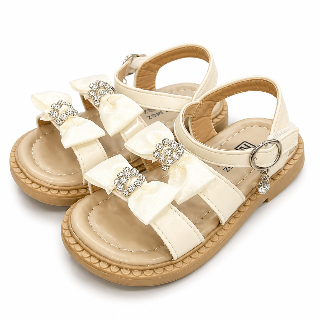 Baby Girl Off White Bow Sandal