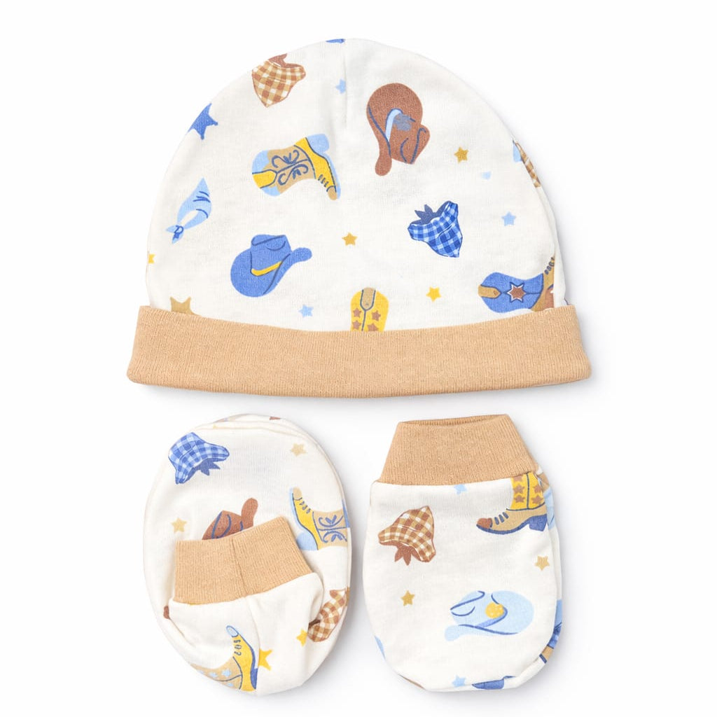 Newborn 3PC Baby Set – Mittens, Booties & Cap for Soft Comfort