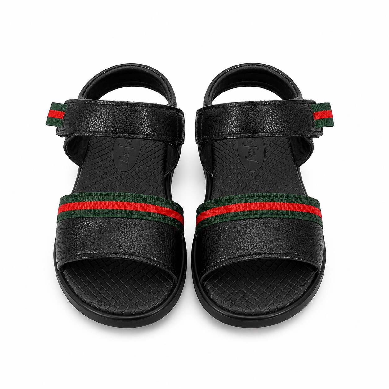 Black Sandal With Red Stripes